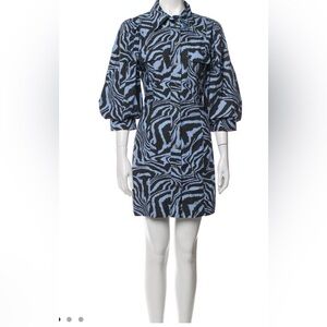 Ganni Black and White Zebra Print Mini Dress